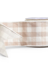 4" X 10 Yds Beige Gingham Ribbon