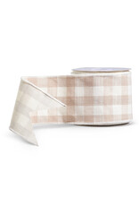 4" X 10 Yds Beige Gingham Ribbon