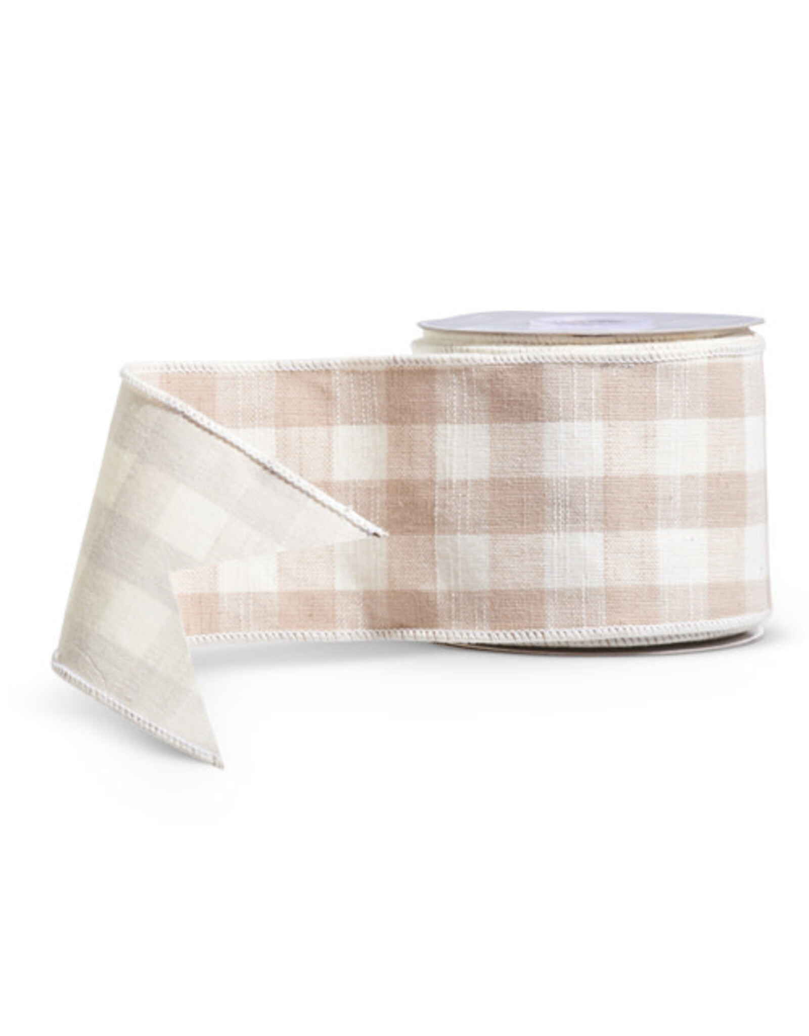 4" X 10 Yds Beige Gingham Ribbon