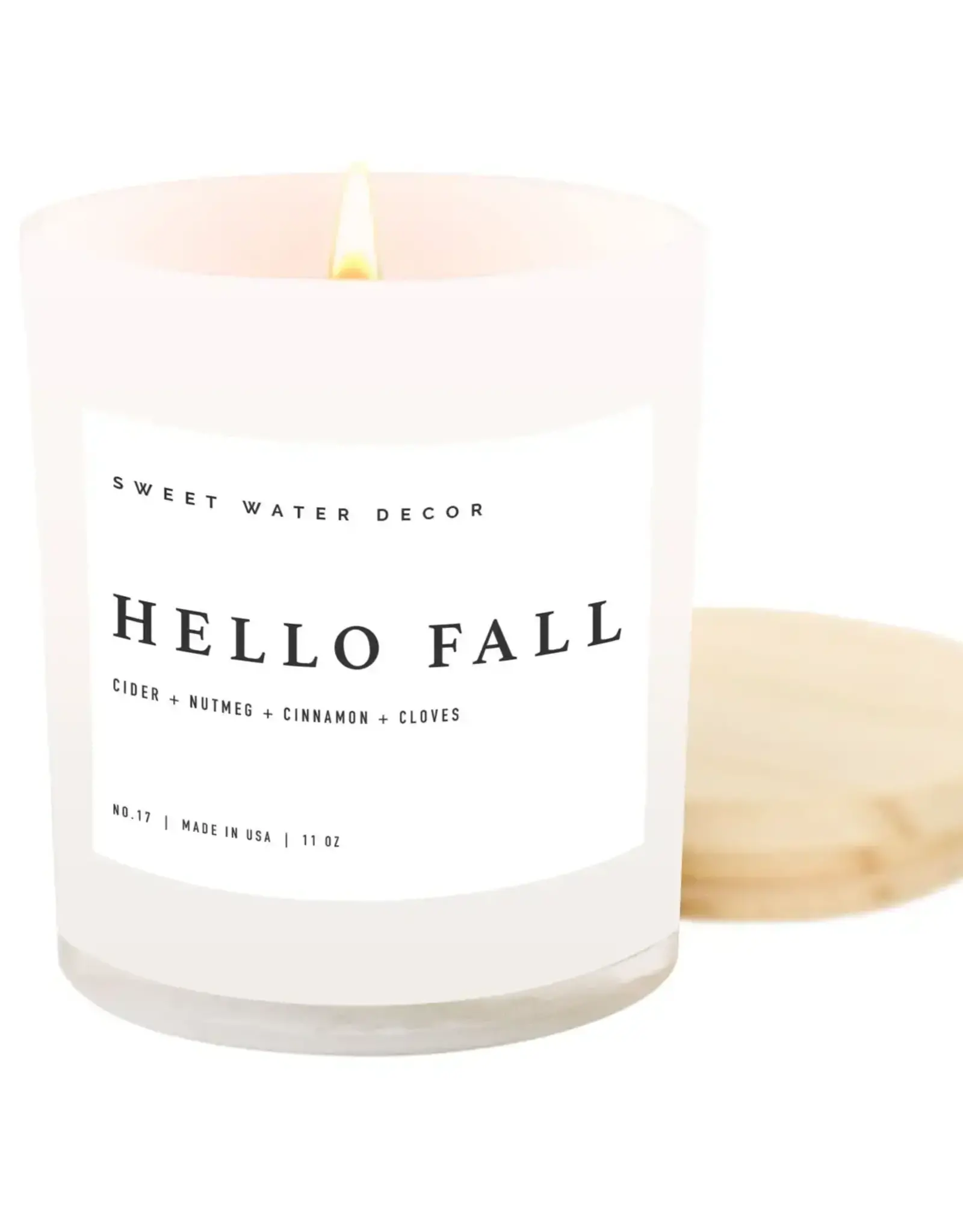 Hello Fall 11 oz  White Glass