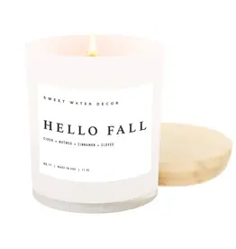 Hello Fall 11 oz  White Glass