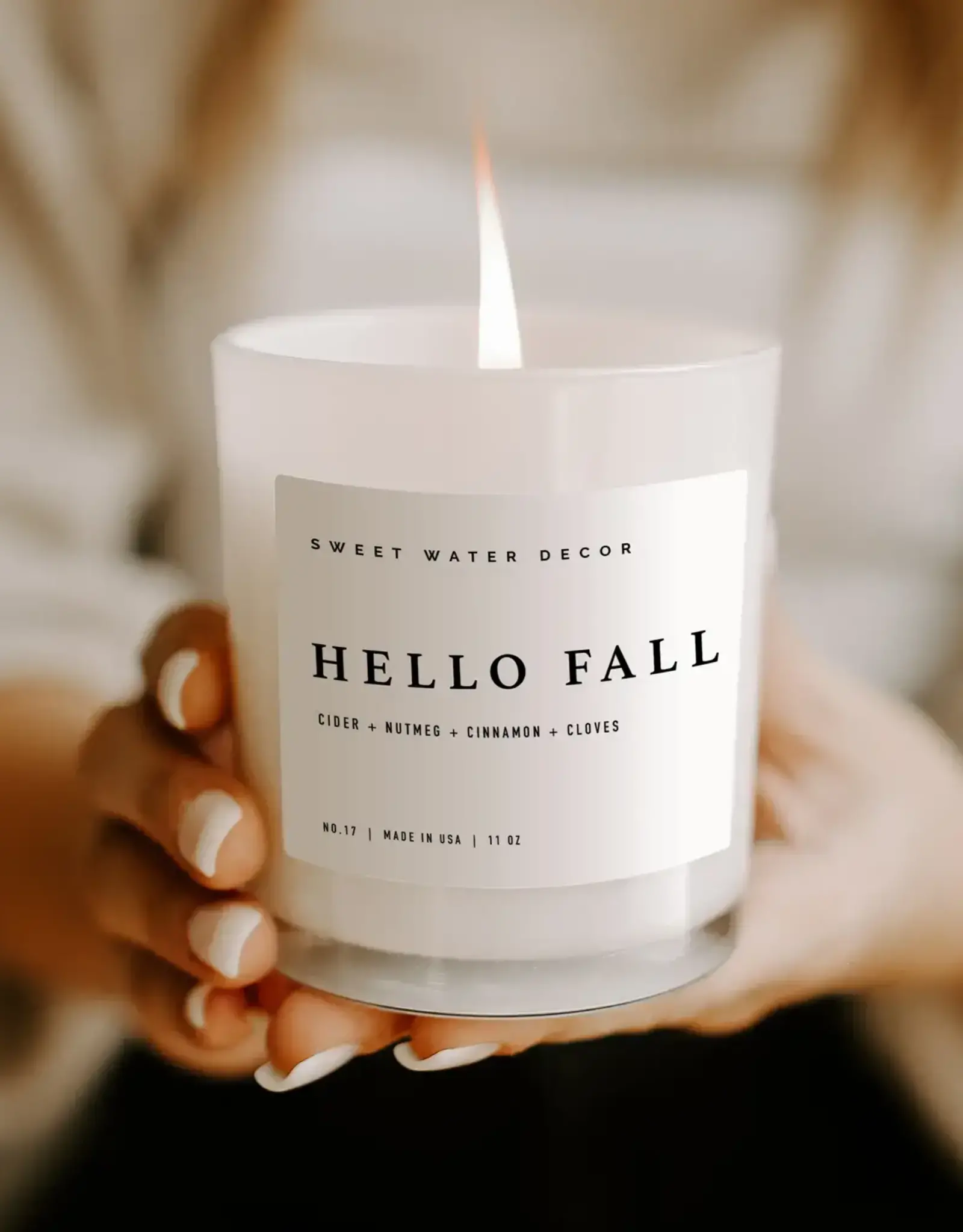 Hello Fall 11 oz  White Glass