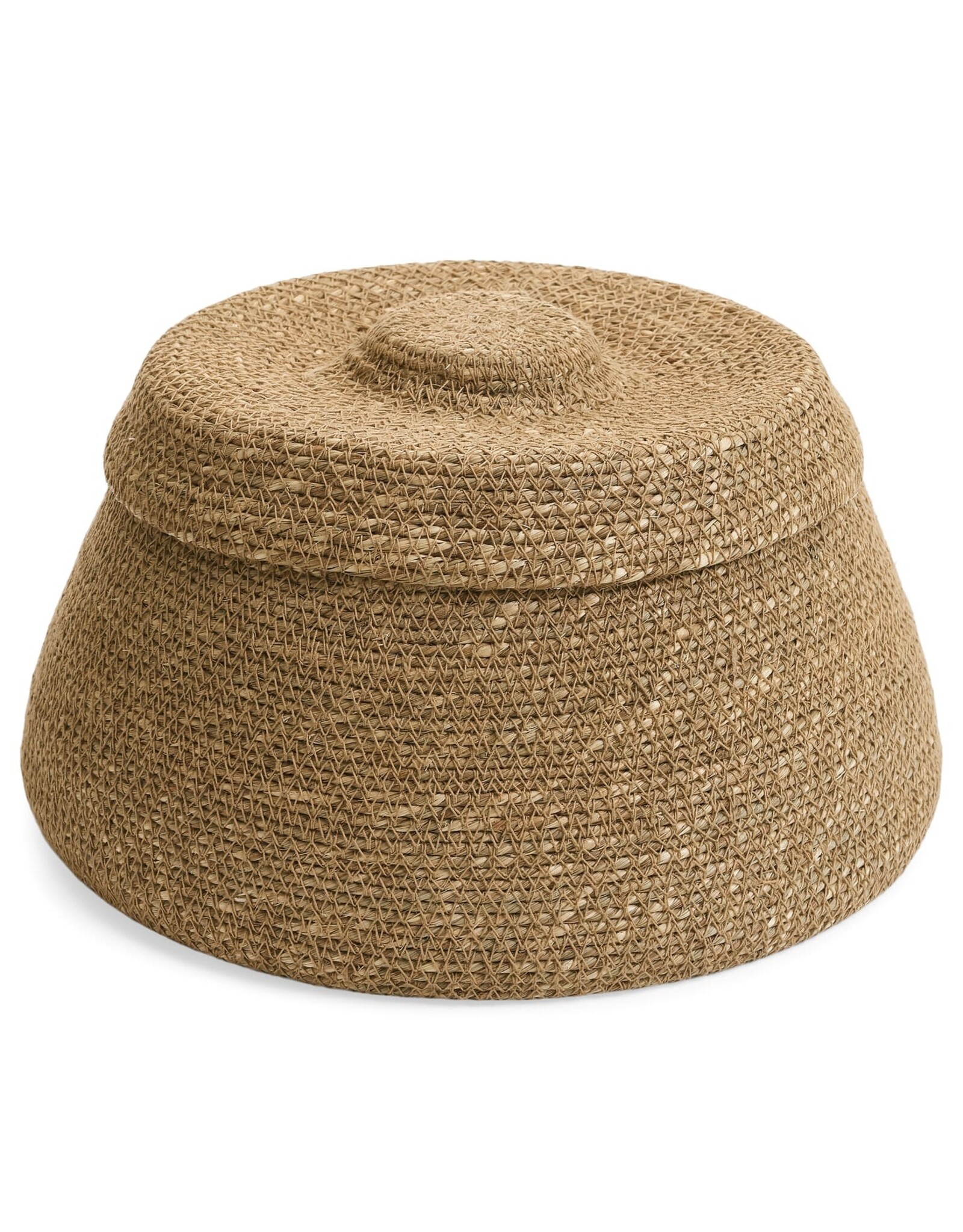 Basket with Lid, Seagrass Natural