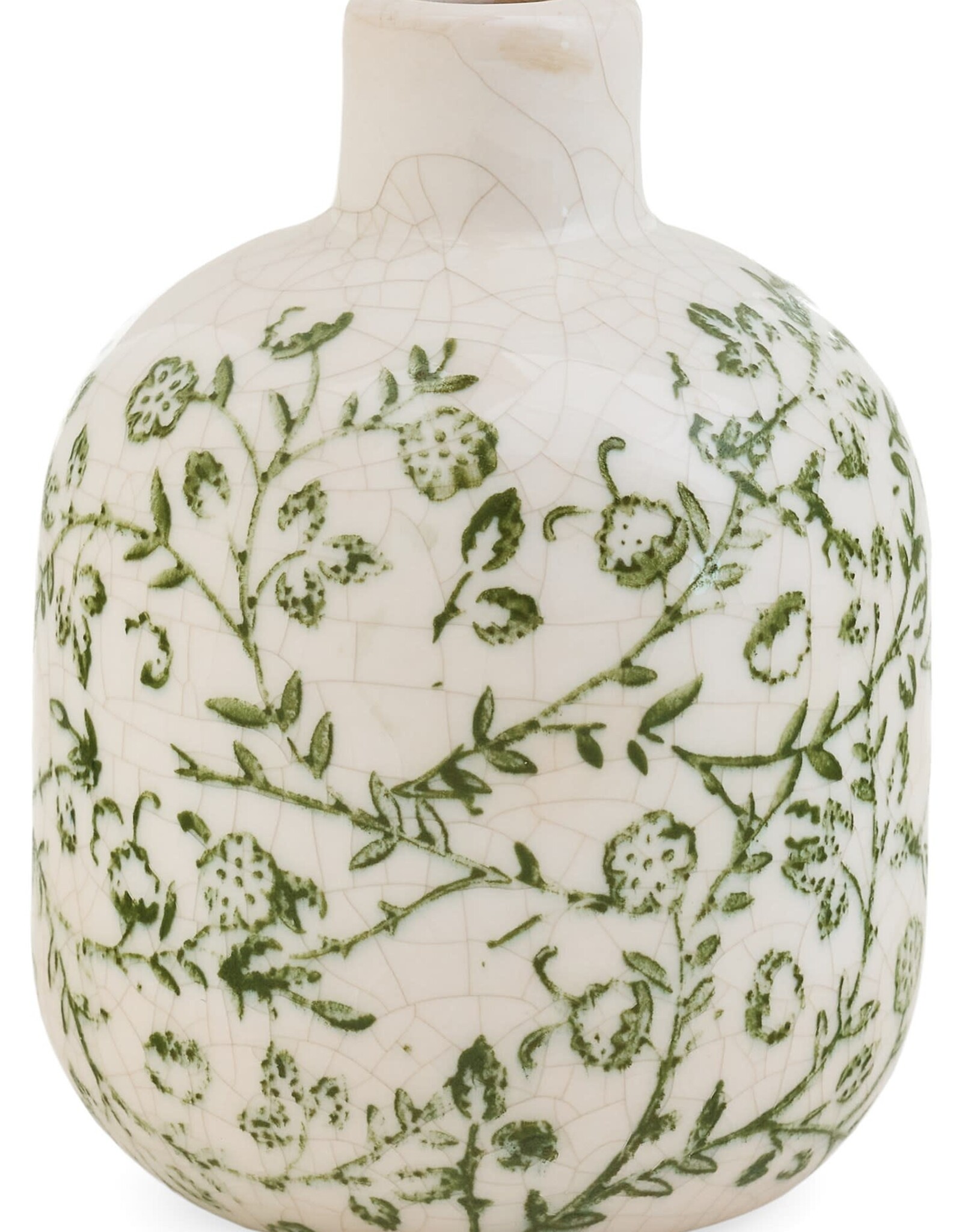 Stoneware Crackle Flower Patter Stoneware Vase, Small
