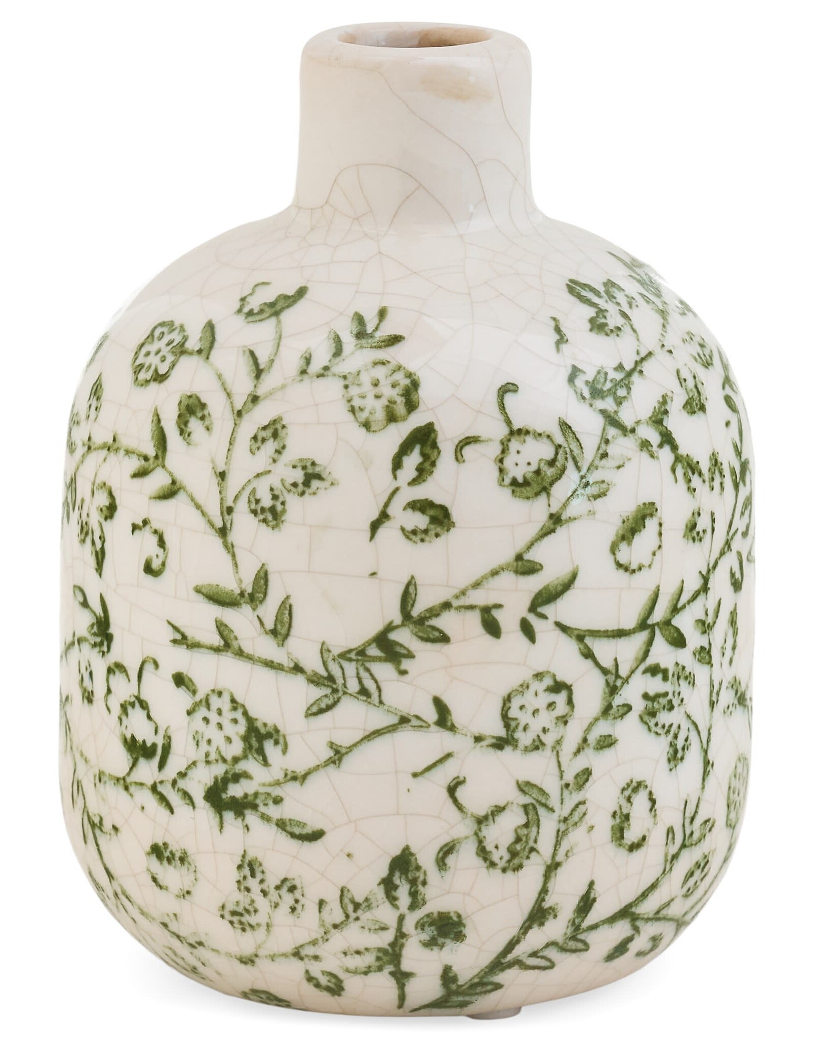 Stoneware Crackle Flower Patter Stoneware Vase, Small