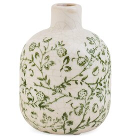 Stoneware Crackle Flower Patter Stoneware Vase, Small
