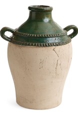 Urn Shape Terracotta Vase w/ handles, Green