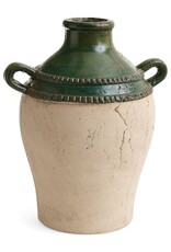 Urn Shape Terracotta Vase w/ handles, Green