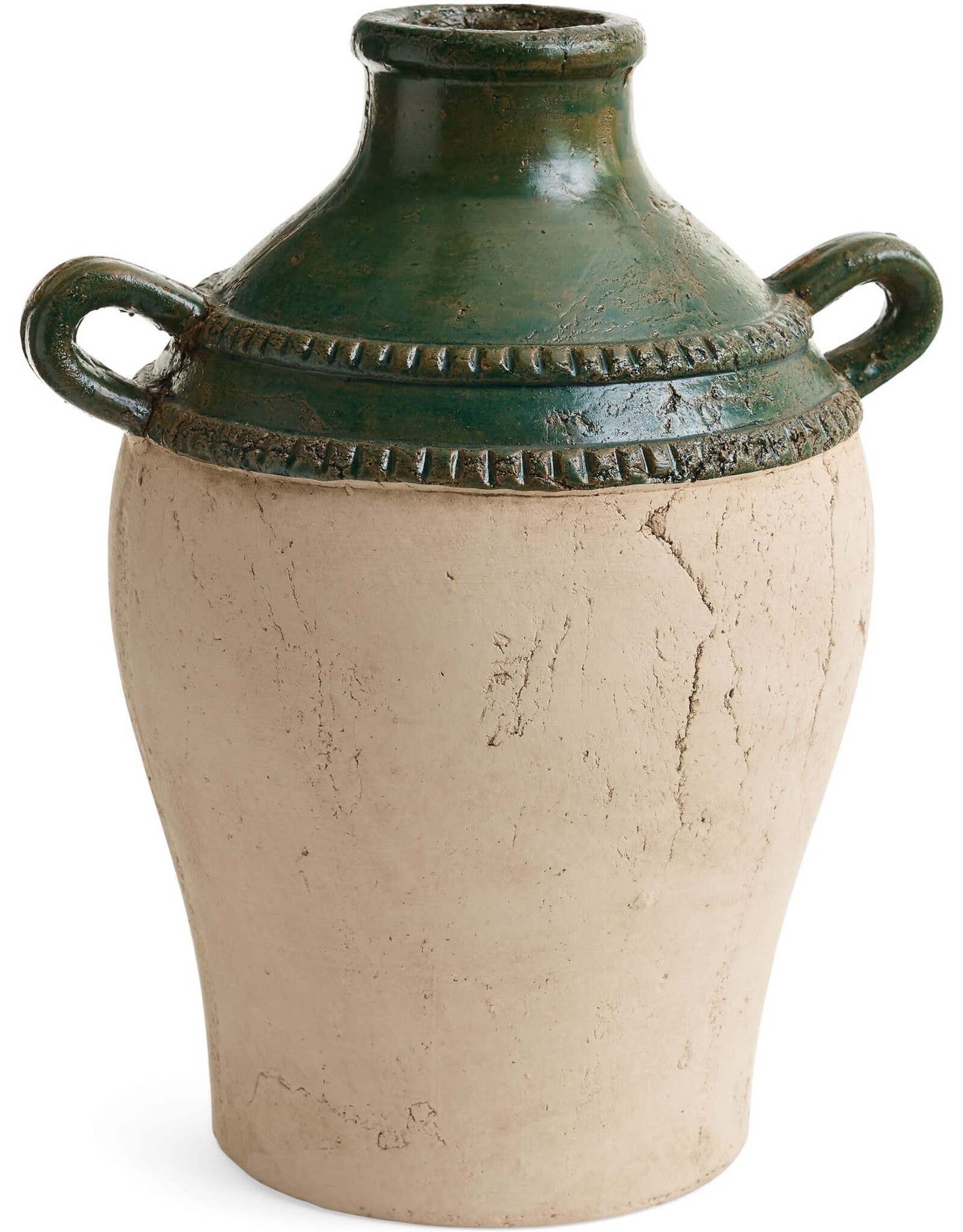 Urn Shape Terracotta Vase w/ handles, Green