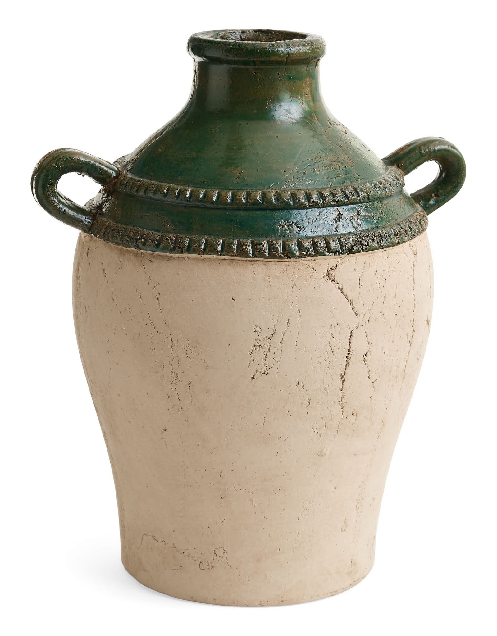 Urn Shape Terracotta Vase w/ handles, Green