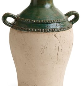 Urn Shape Terracotta Vase w/ handles, Green
