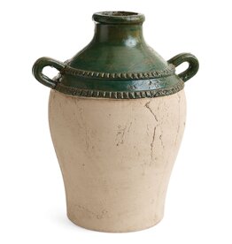 Urn Shape Terracotta Vase w/ handles, Green