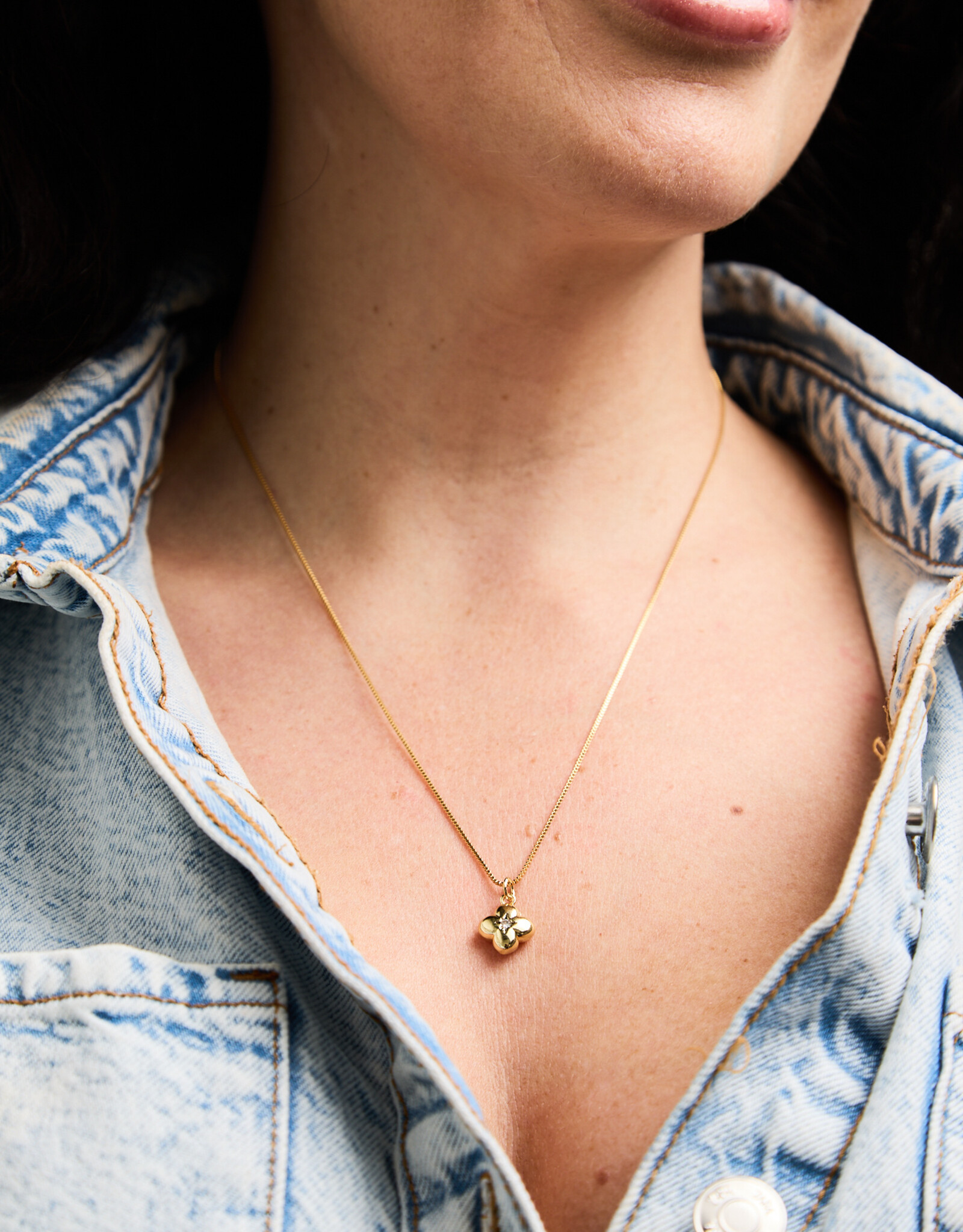 Gold Clove Cubic Zirconia Necklace