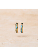Turquoise Stone Pearls and Cubic Zirconia Hoops
