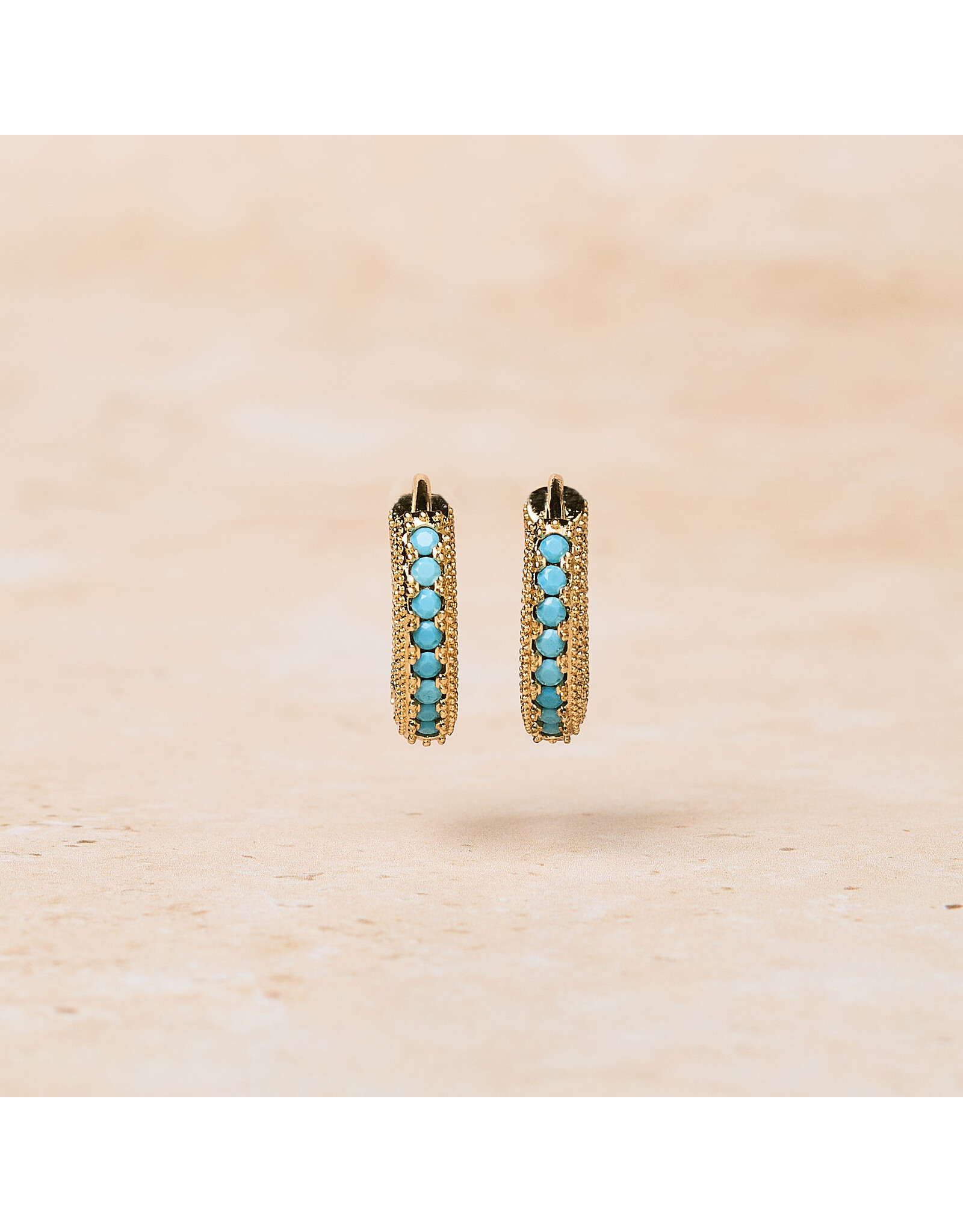 Turquoise Stone Pearls and Cubic Zirconia Hoops