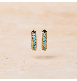 Turquoise Stone Pearls and Cubic Zirconia Hoops