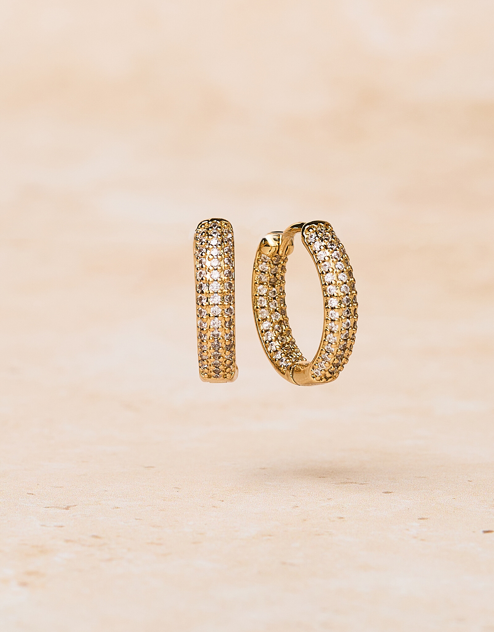 Double Zirconia Hoops, Round