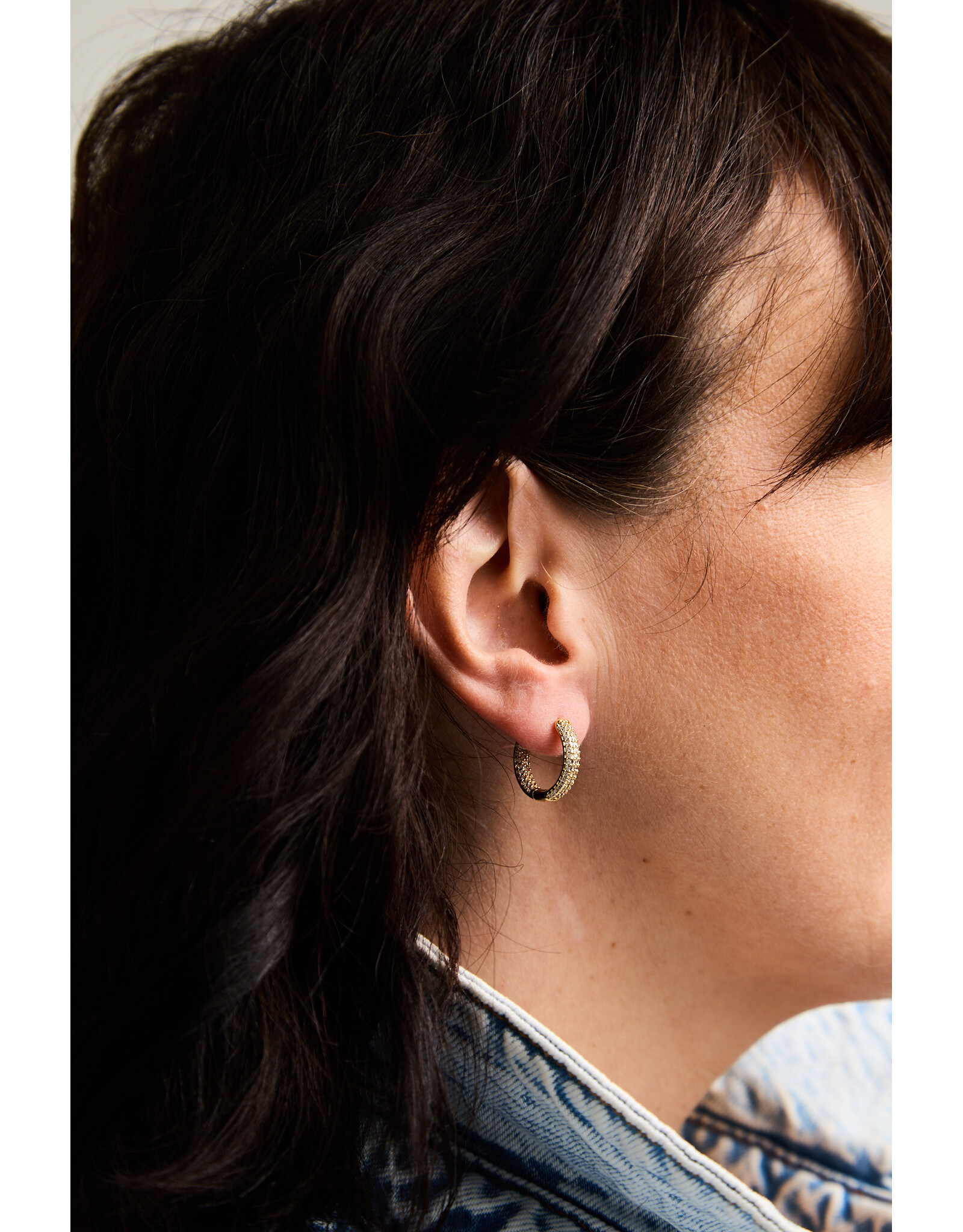 Double Zirconia Hoops, Round