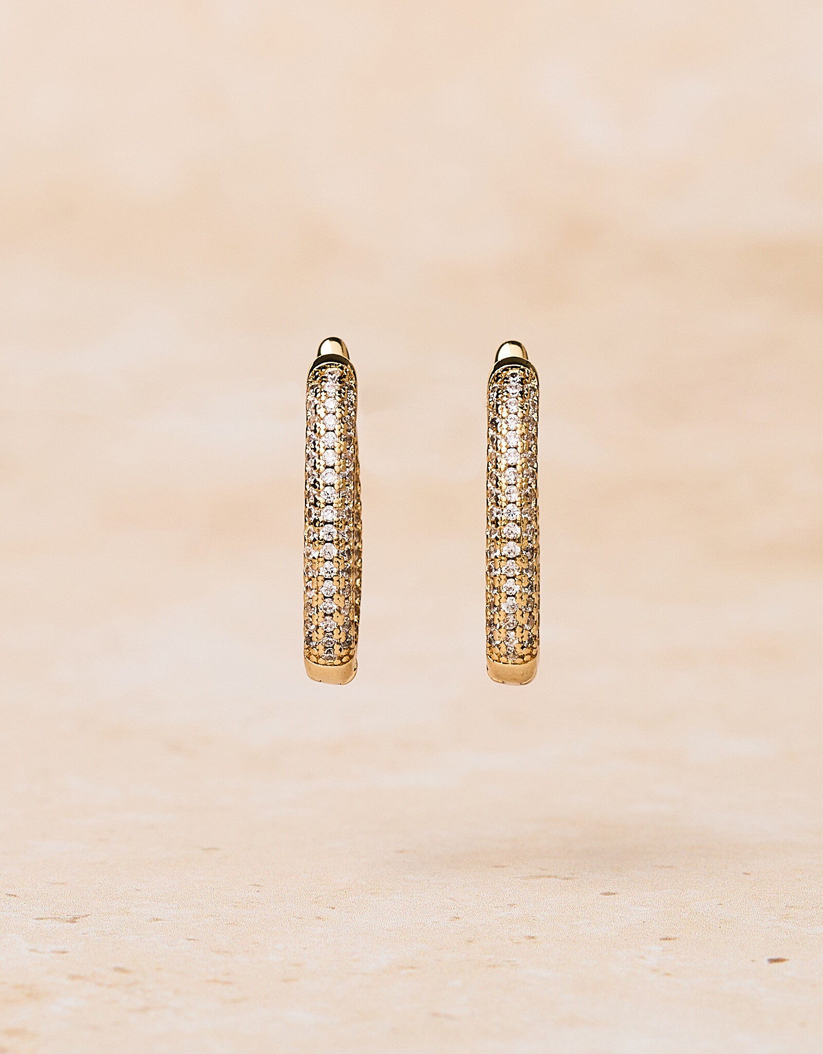 Double Zirconia Hoops, Oval