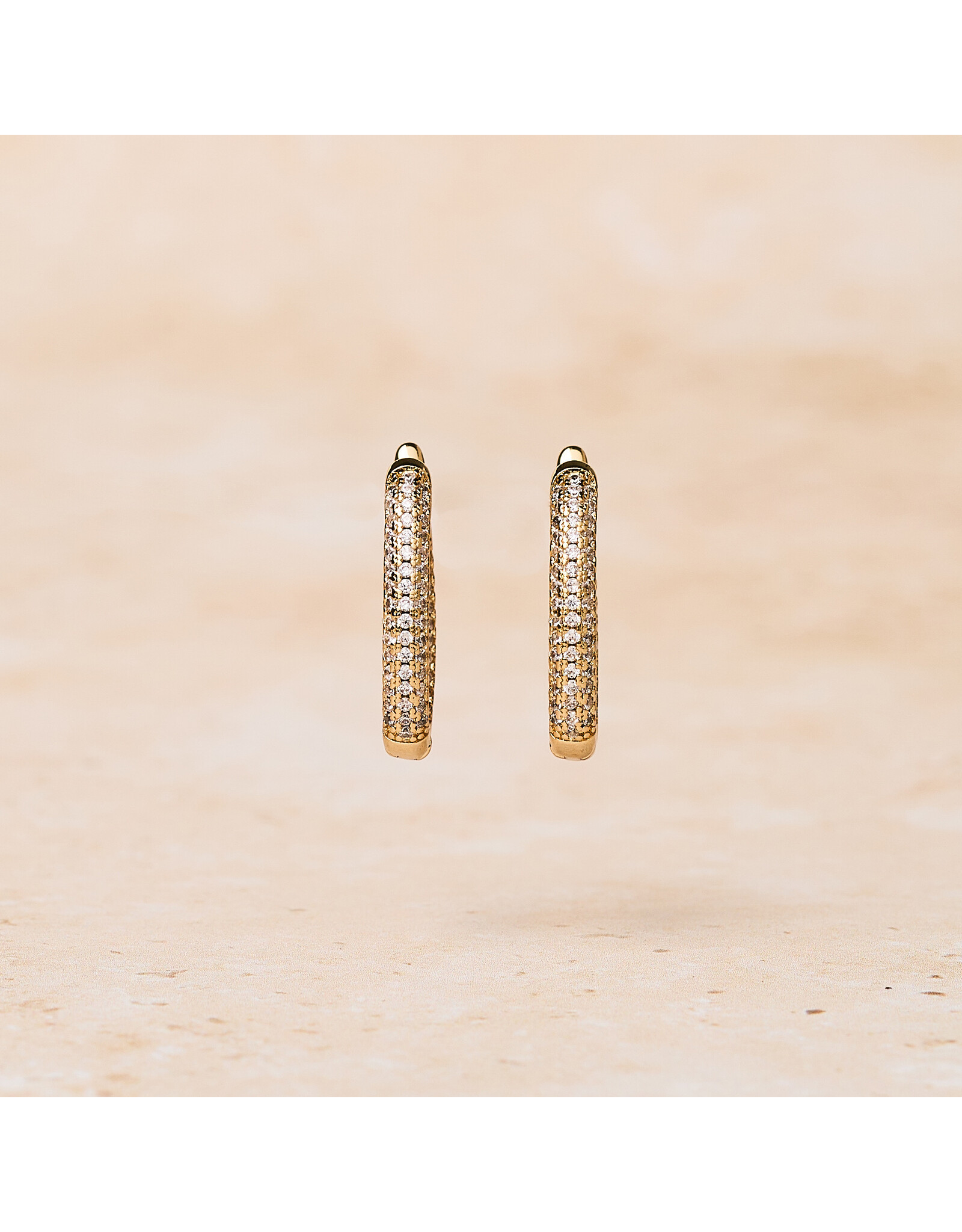 Double Zirconia Hoops, Oval