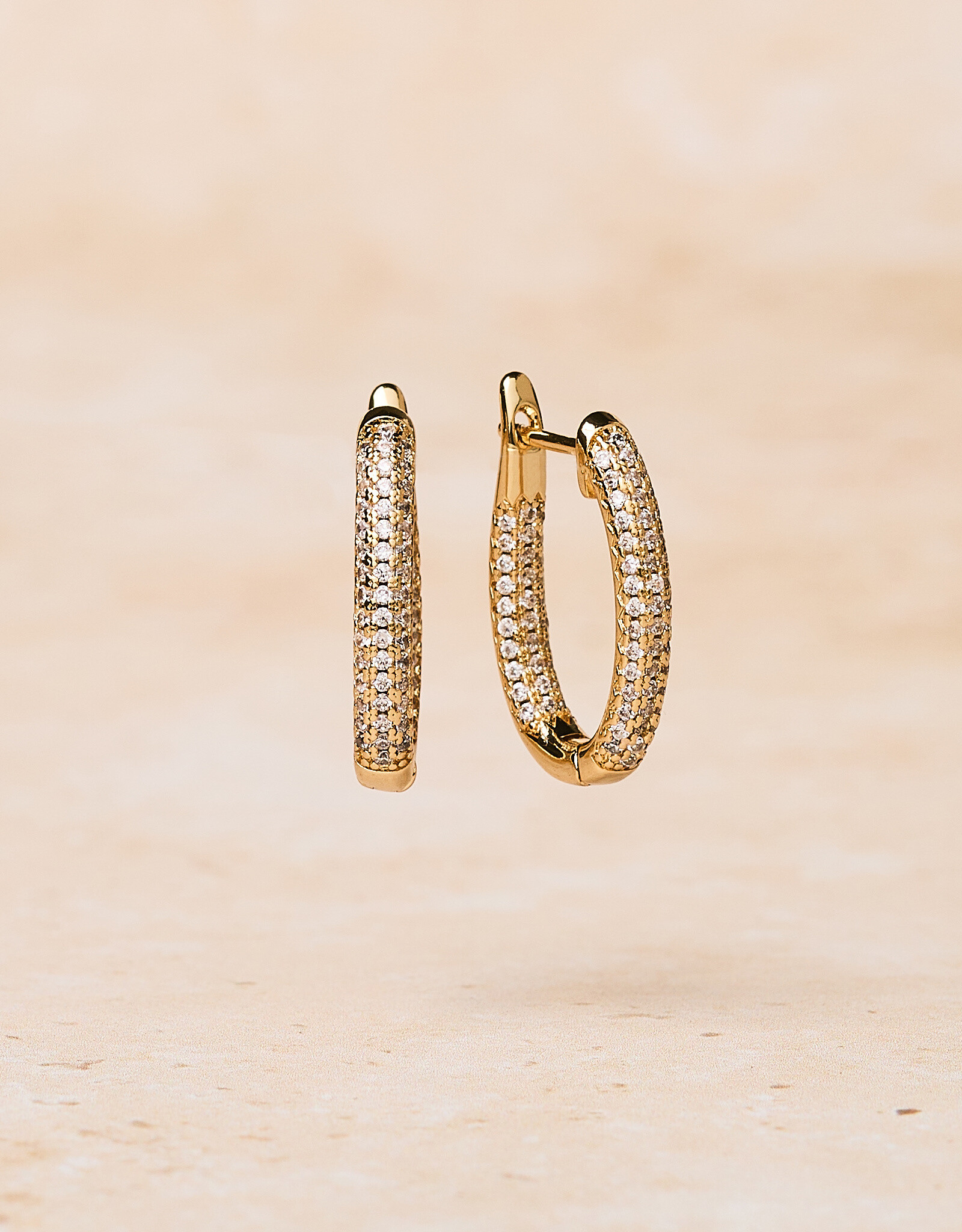 Double Zirconia Hoops, Oval