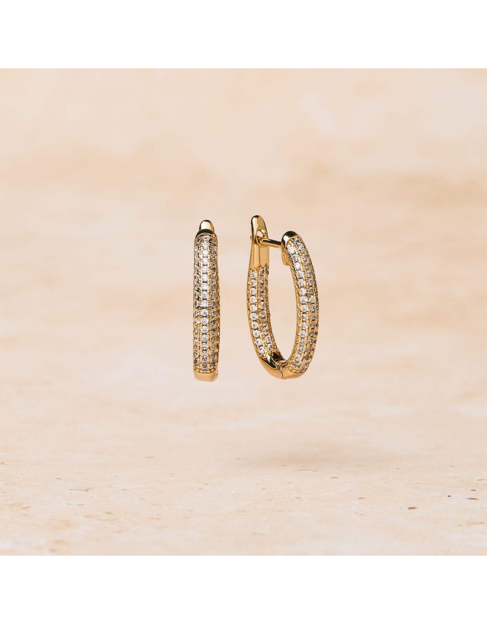 Double Zirconia Hoops, Oval