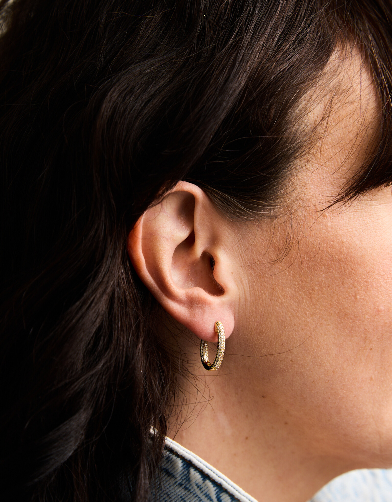 Double Zirconia Hoops, Oval