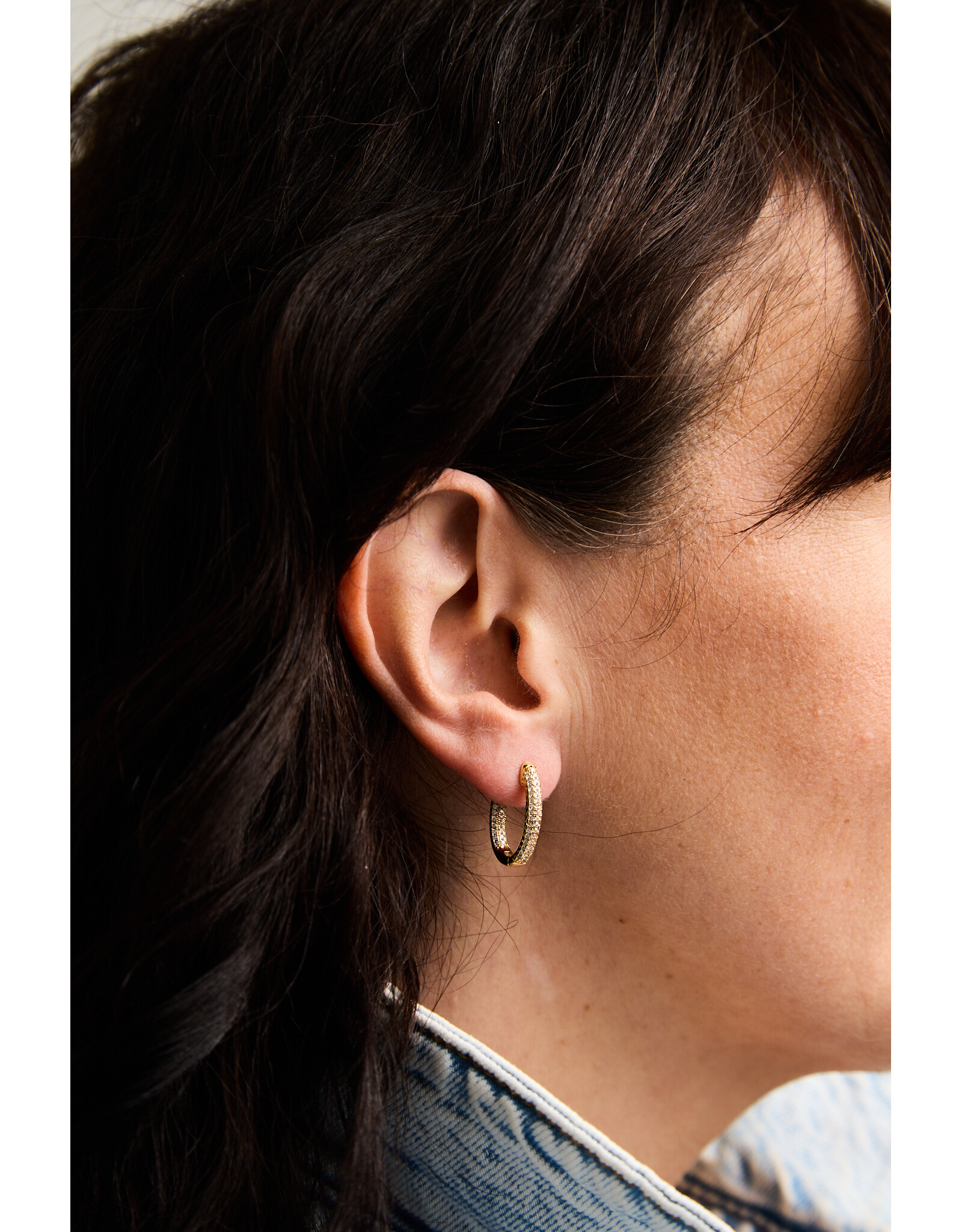Double Zirconia Hoops, Oval