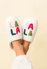 Fuzzy Holiday Slippers - Fa La La