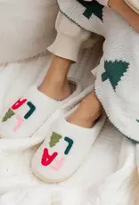 Fuzzy Holiday Slippers - Fa La La