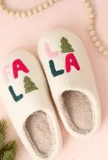 Fuzzy Holiday Slippers - Fa La La