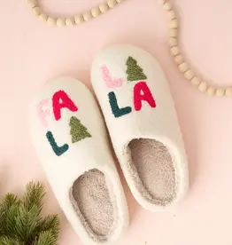 Fuzzy Holiday Slippers - Fa La La