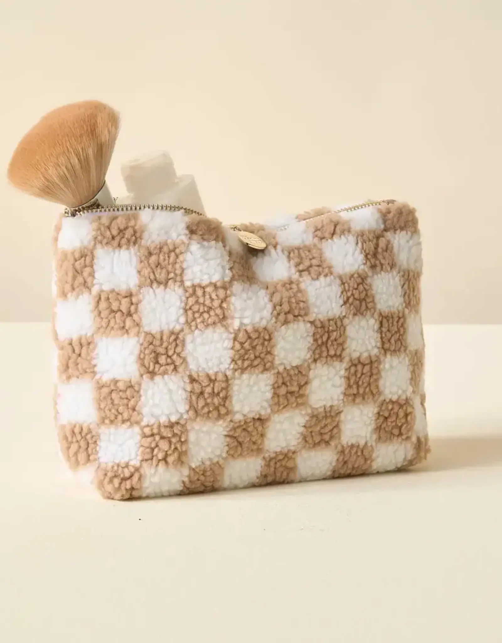 Teddy Pouch-Check Tan