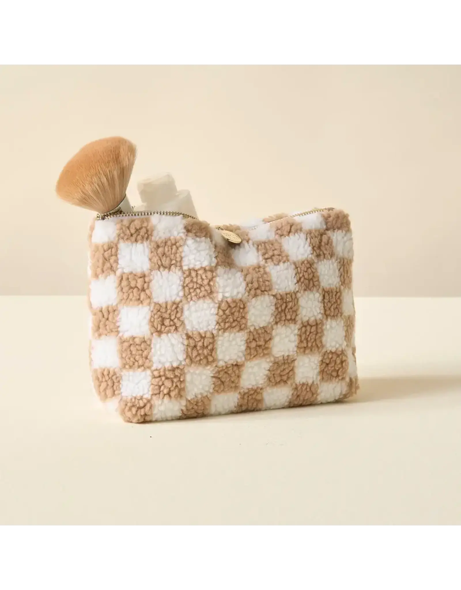 Teddy Pouch-Check Tan
