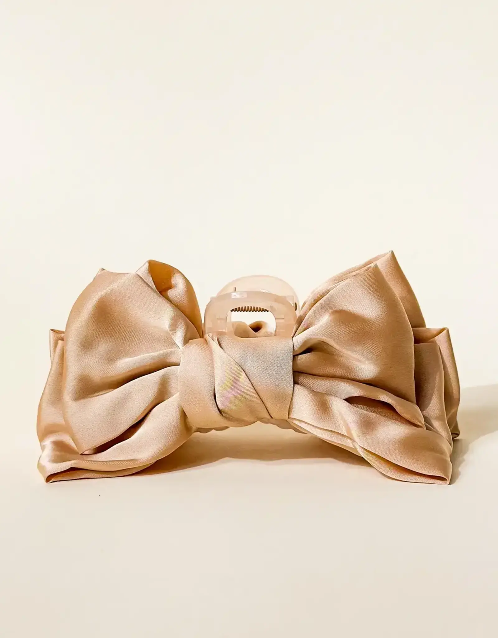 Satin Bow Claw Clip- Beige
