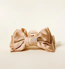 Satin Bow Claw Clip- Beige