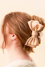 Satin Bow Claw Clip- Beige