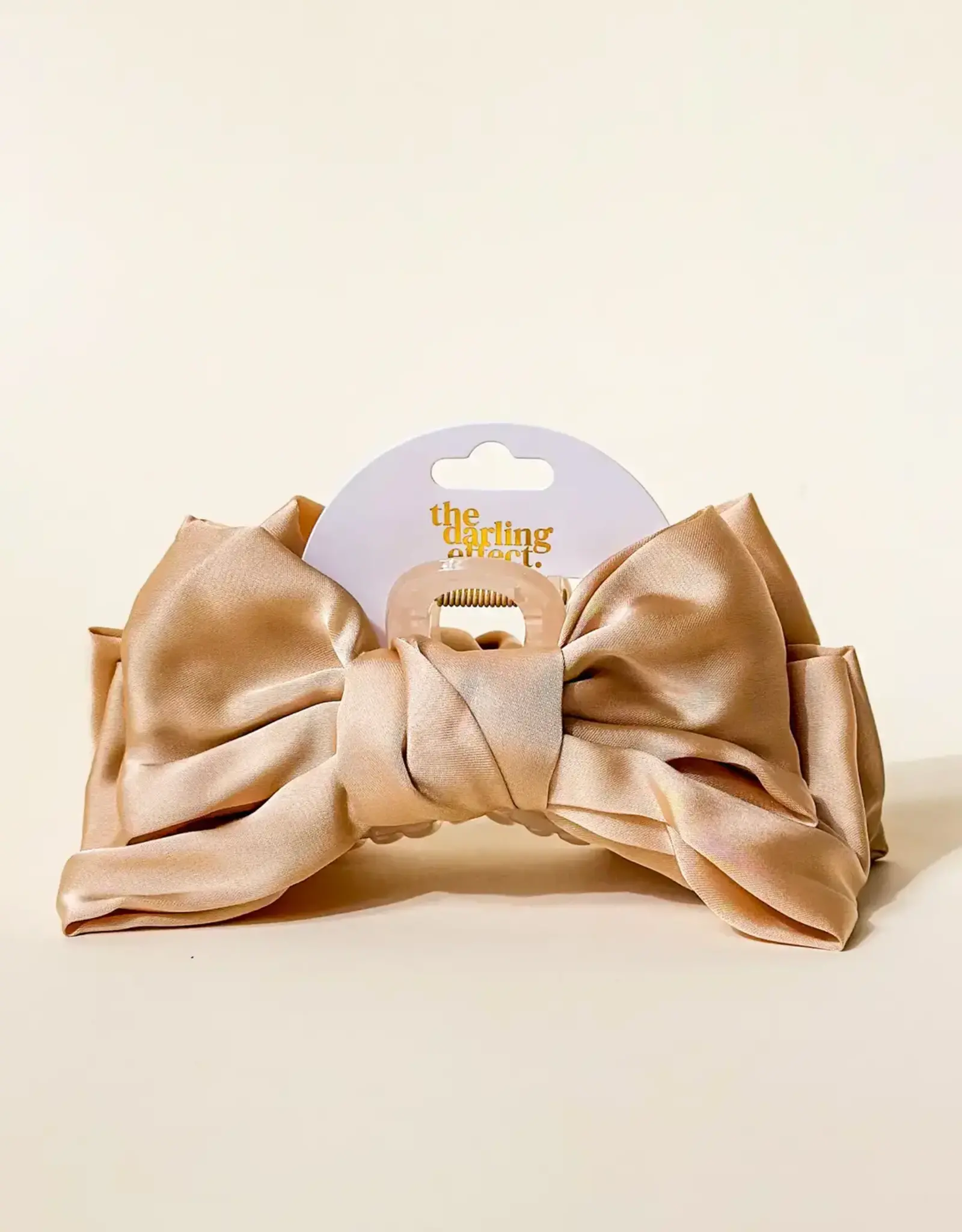 Satin Bow Claw Clip- Beige