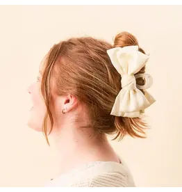 Satin Bow Claw Clip- Cream