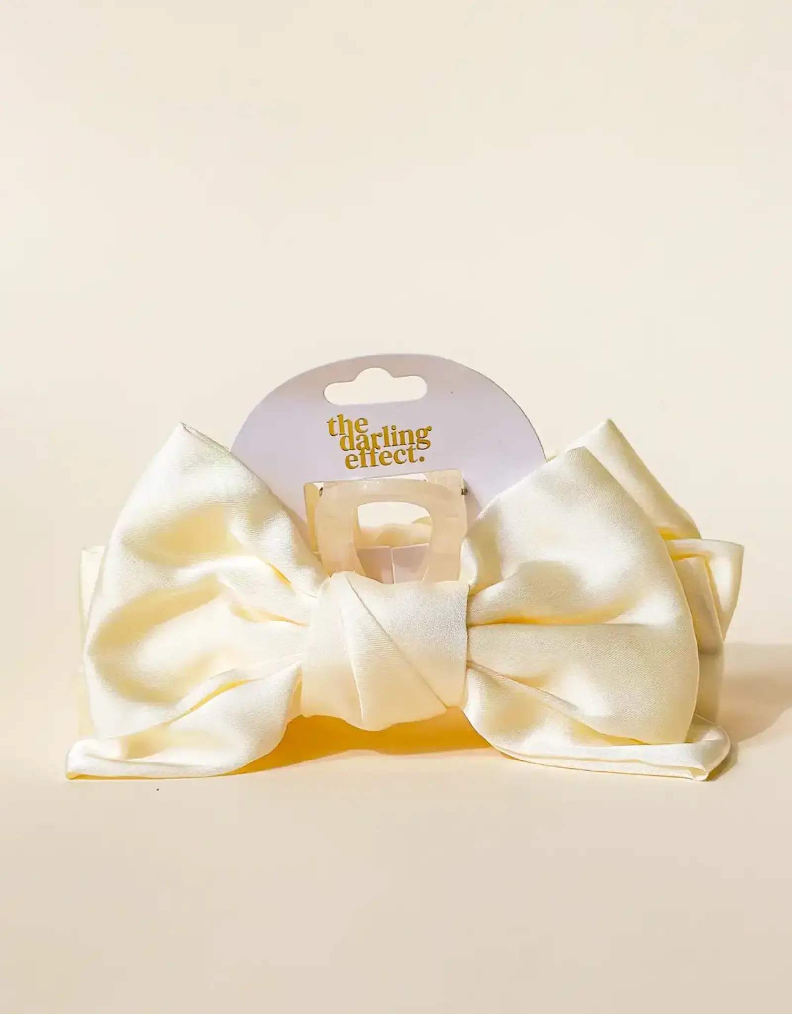 Satin Bow Claw Clip- Cream
