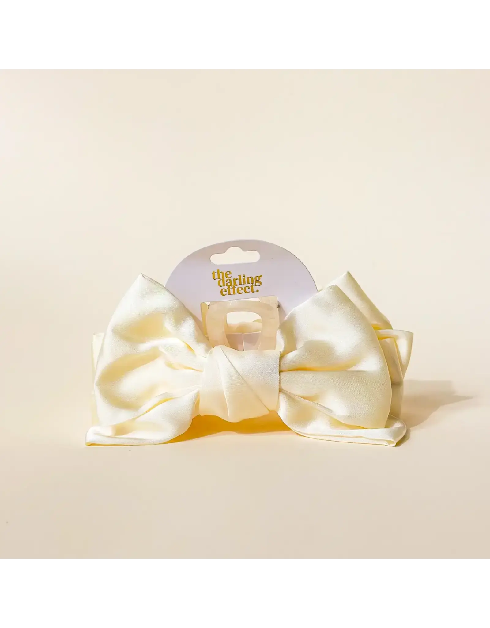 Satin Bow Claw Clip- Cream