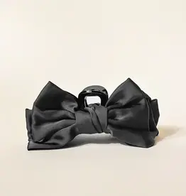 Satin Bow Claw Clip- Black