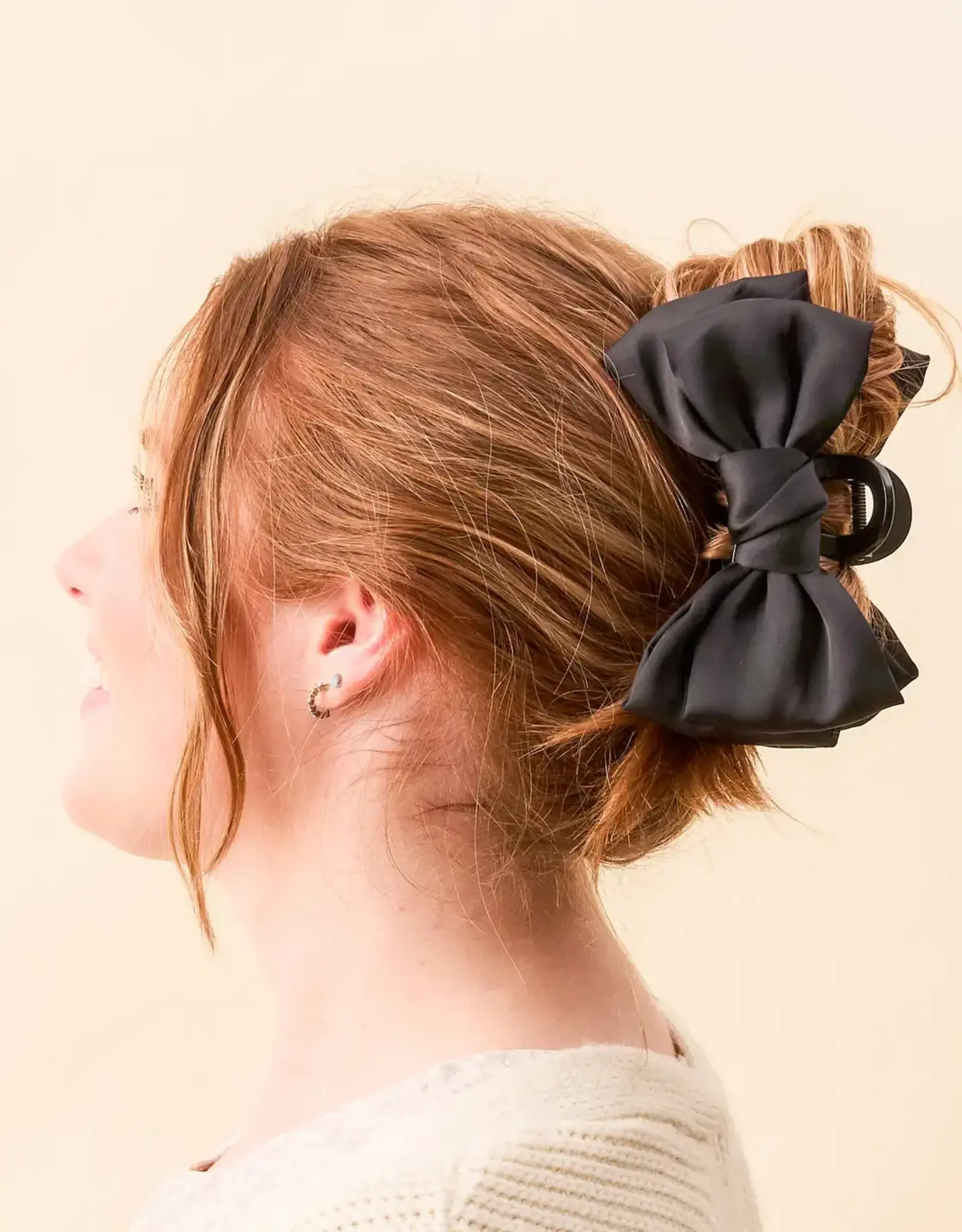 Satin Bow Claw Clip- Black