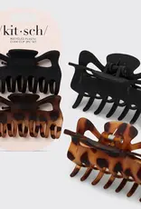 Recycled Plastic Large Claw Clip 2pc Set - Black & Tort