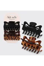 Recycled Plastic Large Claw Clip 2pc Set - Black & Tort