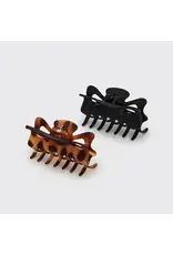 Recycled Plastic Large Claw Clip 2pc Set - Black & Tort