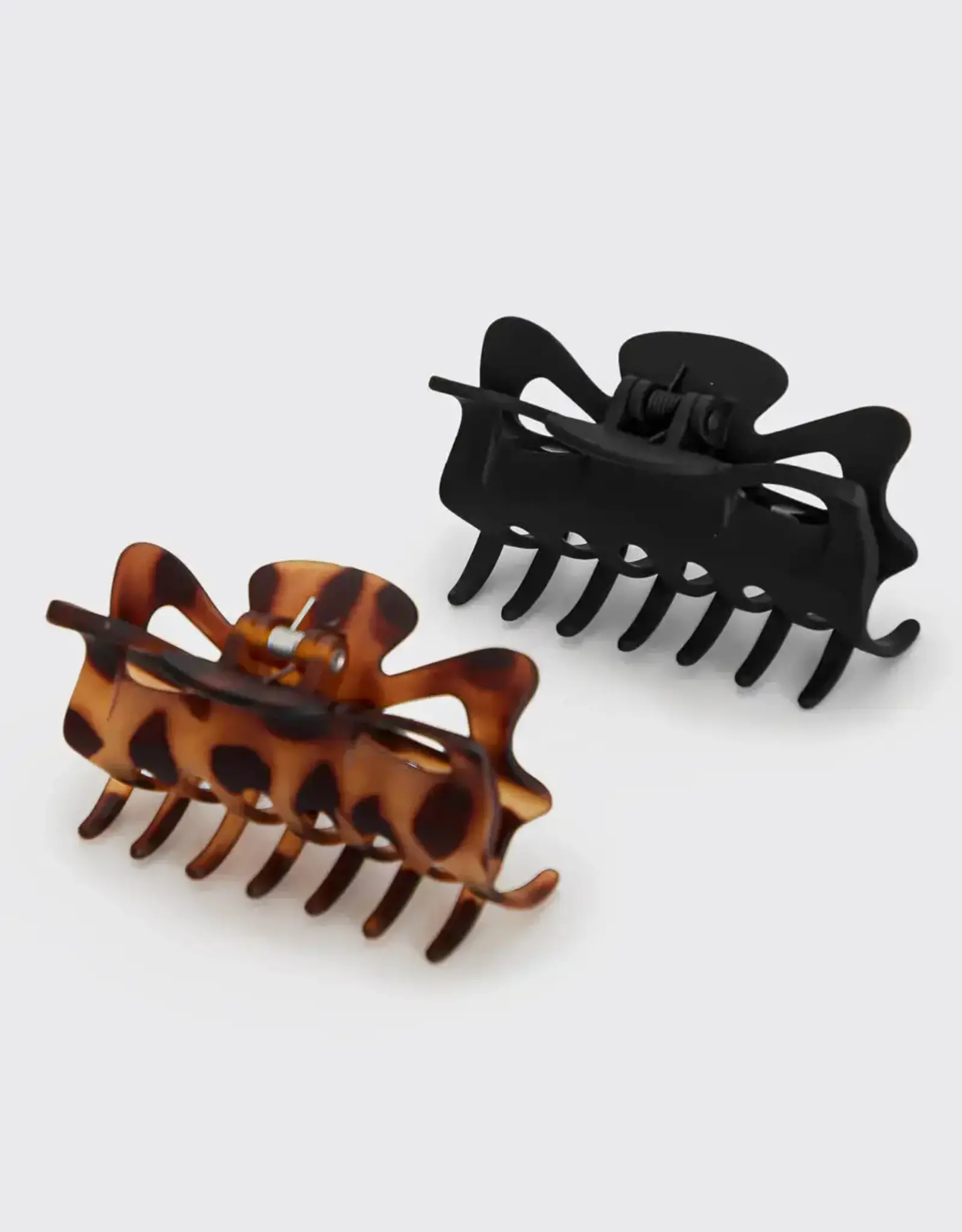 Recycled Plastic Large Claw Clip 2pc Set - Black & Tort
