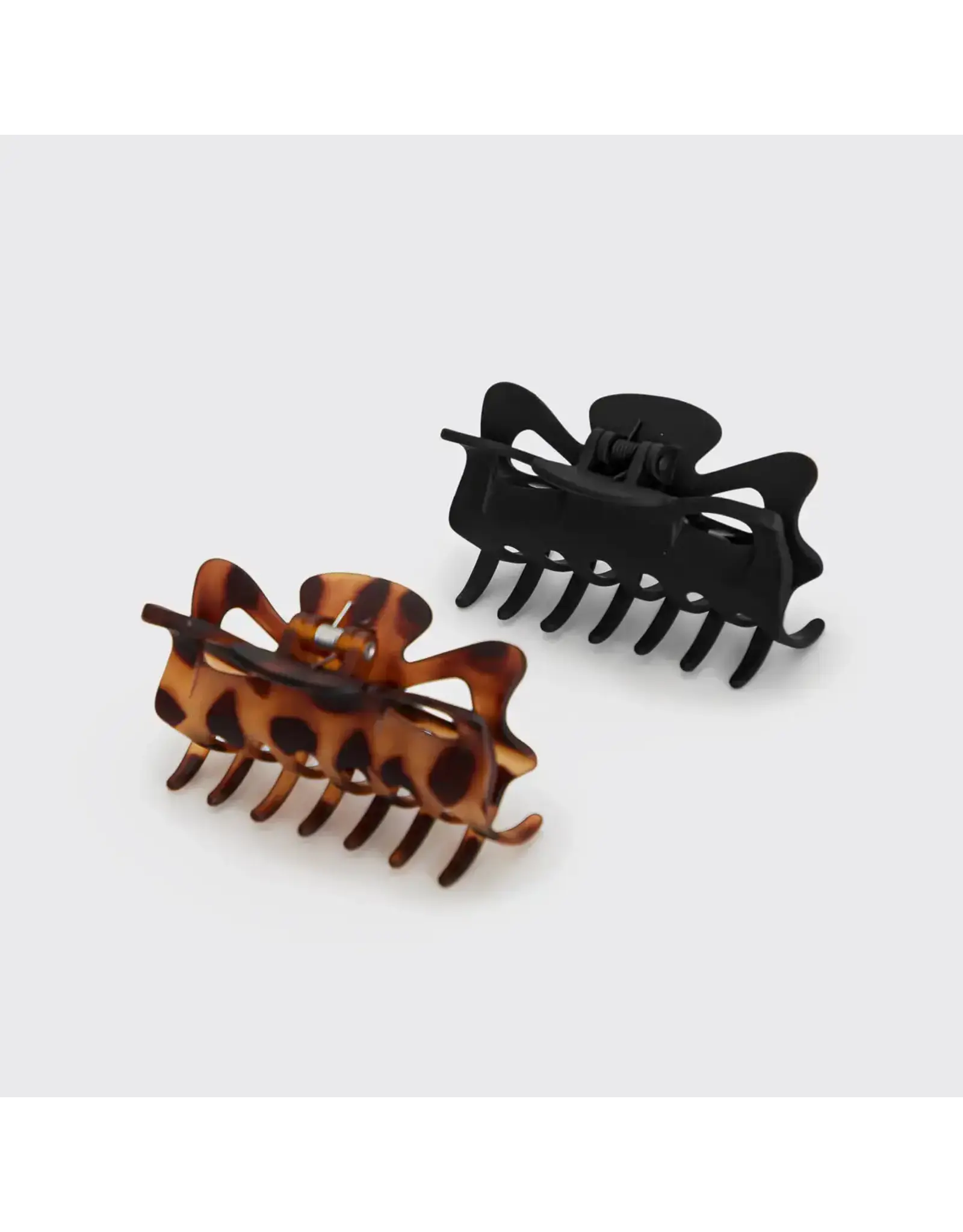 Recycled Plastic Large Claw Clip 2pc Set - Black & Tort