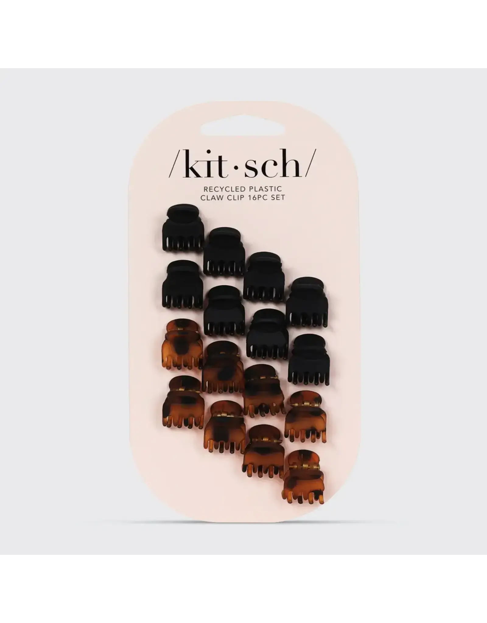Recycled Plastic Mini Classic Claw Clips 16pc - Black & Tort