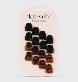 Recycled Plastic Mini Classic Claw Clips 16pc - Black & Tort